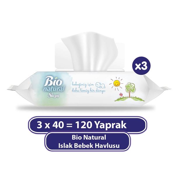 Sleepy Bio Natural Islak Havlu 3x40 (120 Yaprak)