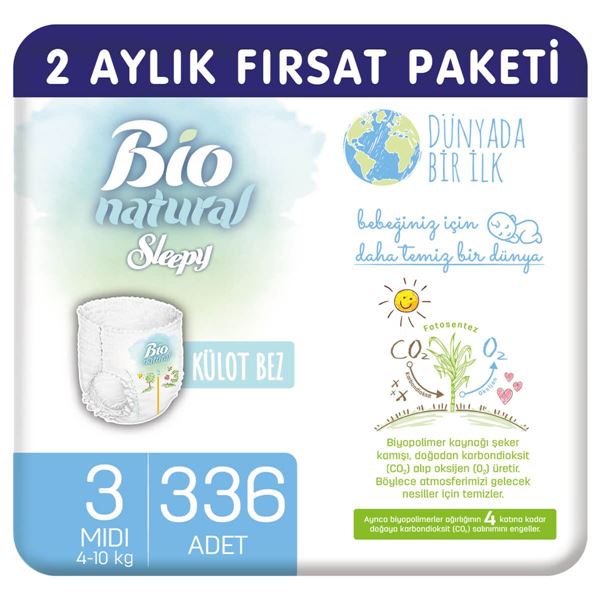 Sleepy Bio Natural Külot Bez 3 Numara Midi 336 Adet