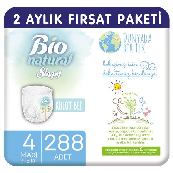 Sleepy Bio Natural Külot Bez 4 Numara Maxi 288 Adet