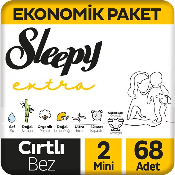 Sleepy Extra Günlük Aktivite Ekonomik Paket Bebek Bezi 2 Numara Mini 68 Adet