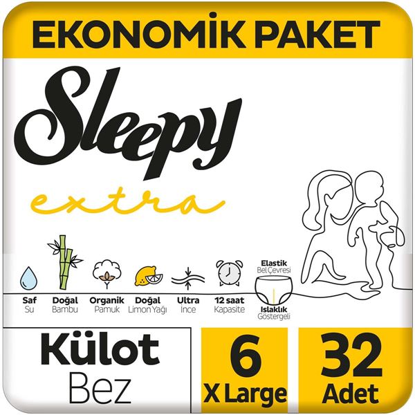Sleepy Extra Günlük Aktivite Ekonomik Paket Külot Bez 6 Numara Xlarge 32 Adet