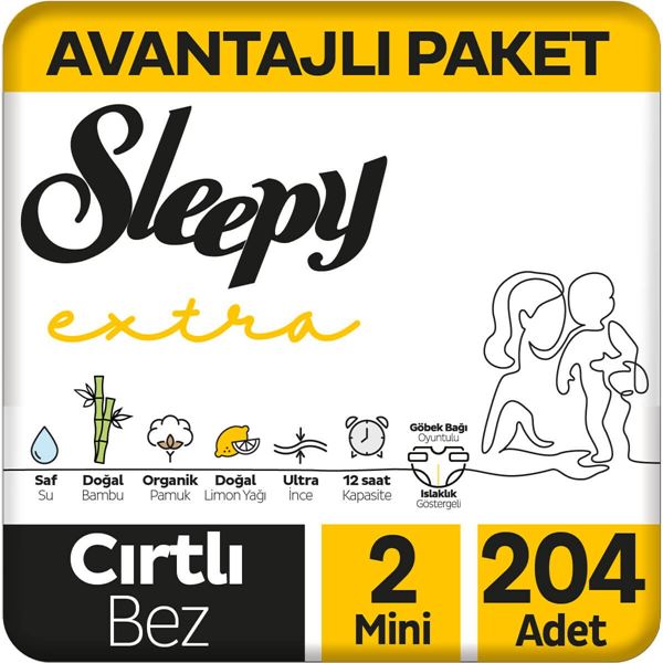 Sleepy Extra Günlük Aktivite Avantajlı Paket Bebek Bezi 2 Numara Mini 204 Adet