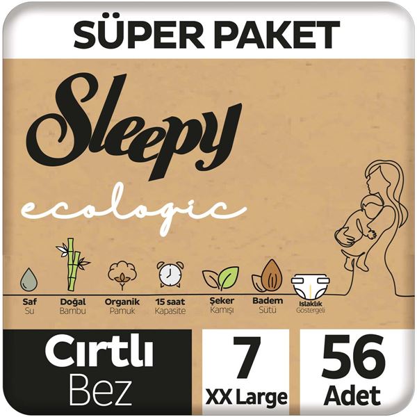 Sleepy Ecologic Süper Paket Bebek Bezi 7 Numara Xxlarge 56 Adet