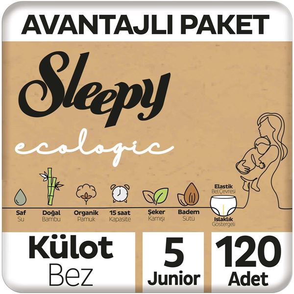 Sleepy Ecologic Avantajlı Paket Külot Bez 5 Numara Junior 120 Adet