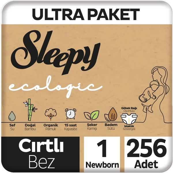 Sleepy Ecologic Ultra Paket Bebek Bezi 1 Numara Yenidoğan 256 Adet