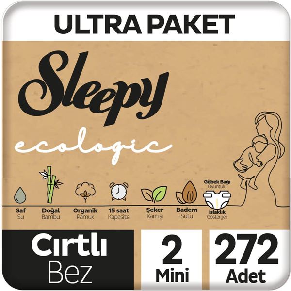 Sleepy Ecologic Ultra Paket Bebek Bezi 2 Numara Mini 272 Adet