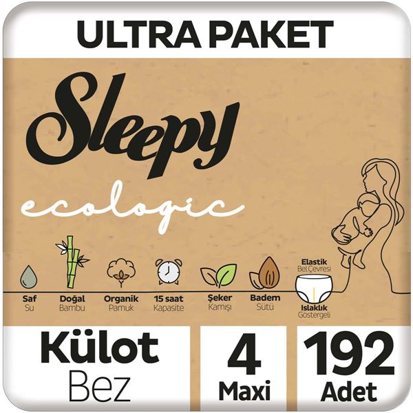 Sleepy Ecologic Ultra Paket Külot Bez 4 Numara Maxi 192 Adet