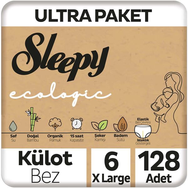 Sleepy Ecologic Ultra Paket Külot Bez 6 Numara Xlarge 128 Adet
