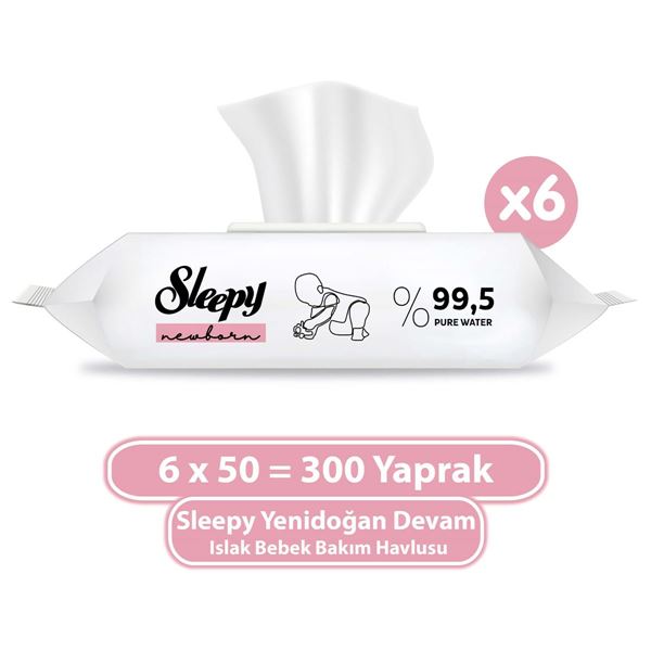 Sleepy Yenidoğan Devam Islak Bebek Bakım Havlusu 6x50 (300 Yaprak)