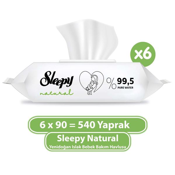 Sleepy Natural Yenidoğan Islak Bebek Bakım Havlusu 6x90 (540 Yaprak)