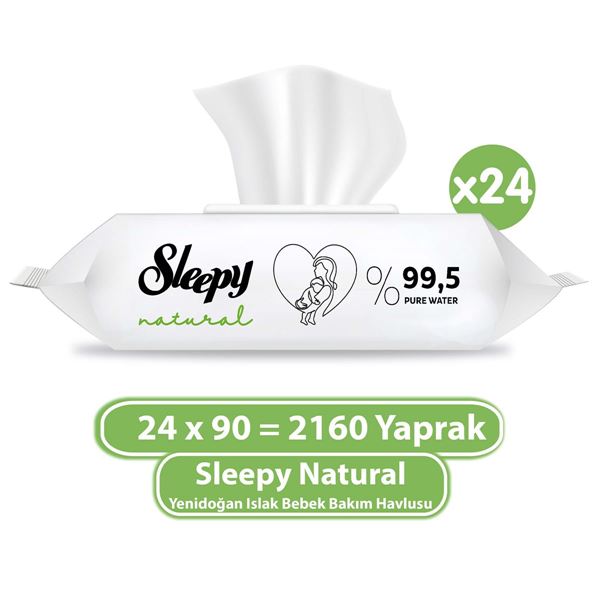 Sleepy Natural Yenidoğan Islak Bebek Bakım Havlusu 24x90 (2160 Yaprak)