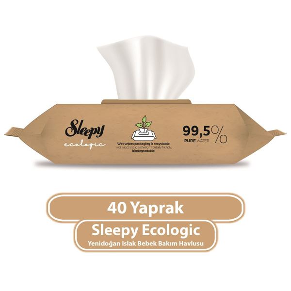 Sleepy Ecologic Yenidoğan Islak Bebek Bakım Havlusu 40 Yaprak
