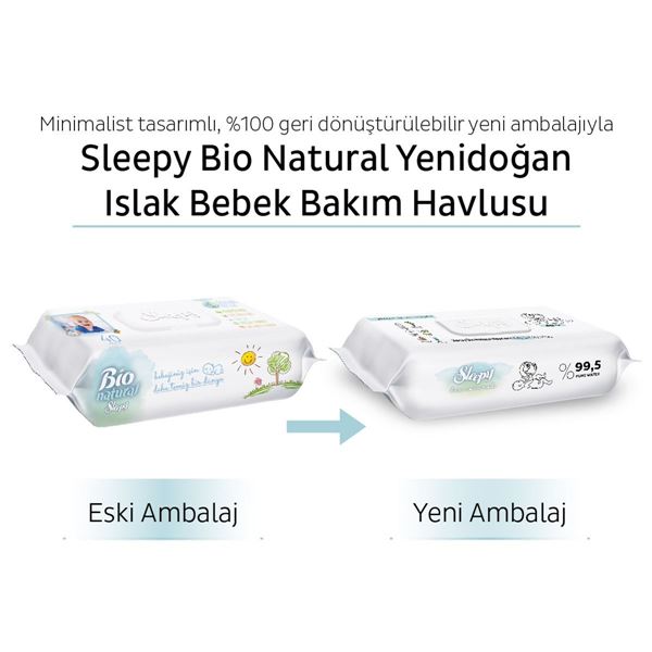 Sleepy Bio Natural Yenidoğan Islak Bebek Bakım Havlusu 12x40 (480 Yaprak)