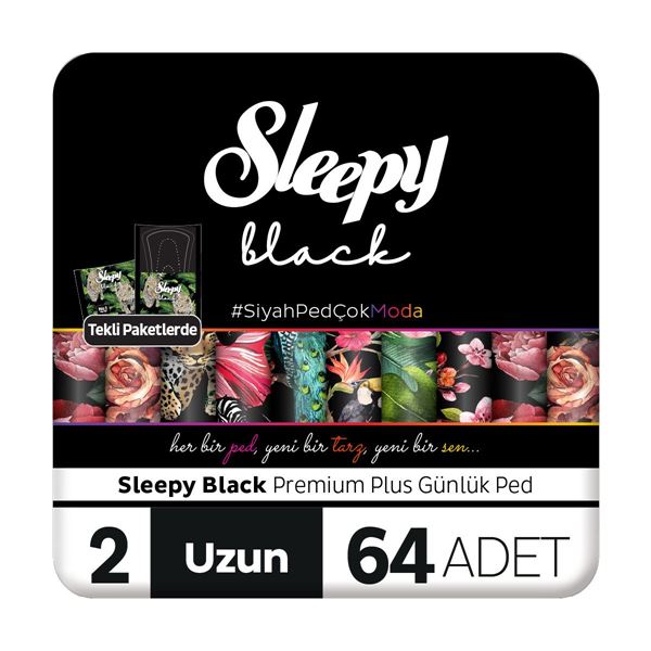 Sleepy Black Premium Plus Günlük Ped Uzun 64 Adet Ped