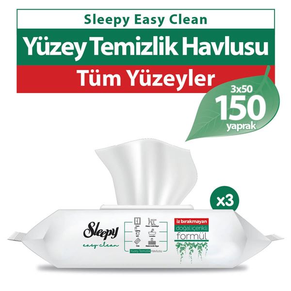 Sleepy Easy Clean Yüzey Temizlik Havlusu&Mendili 3X50 (150 Yaprak)