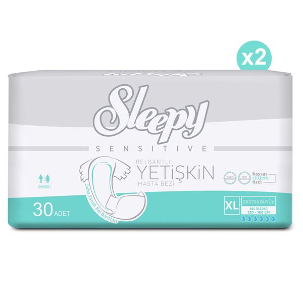 2'li Sleepy Xlarge Yetişkin Hasta Bezi 30x2 (60 Adet)