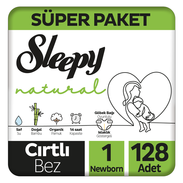 Sleepy Natural Süper Paket Bebek Bezi 1 Numara Newborn 128 Adet