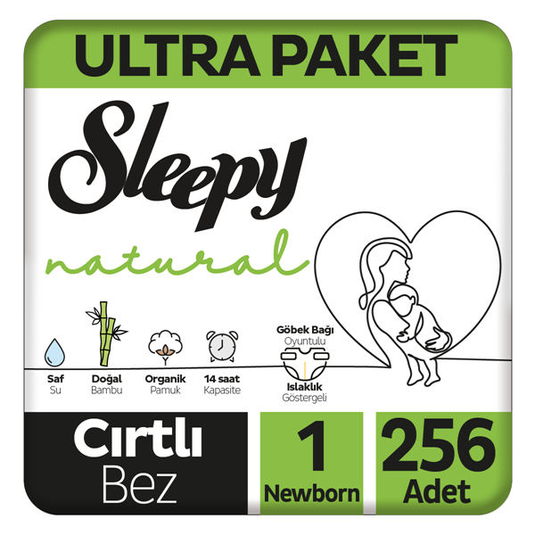 Sleepy Natural Ultra Paket Bebek Bezi 1 Numara Newborn 256 Adet
