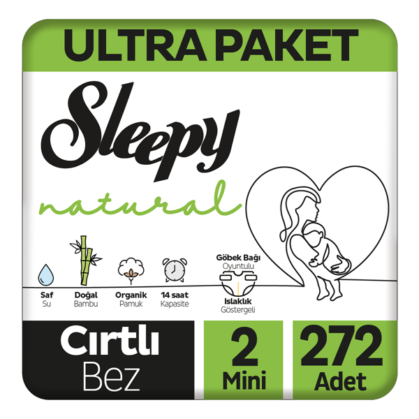 Sleepy Natural Ultra Paket Bebek Bezi 2 Numara Mini 272 Adet