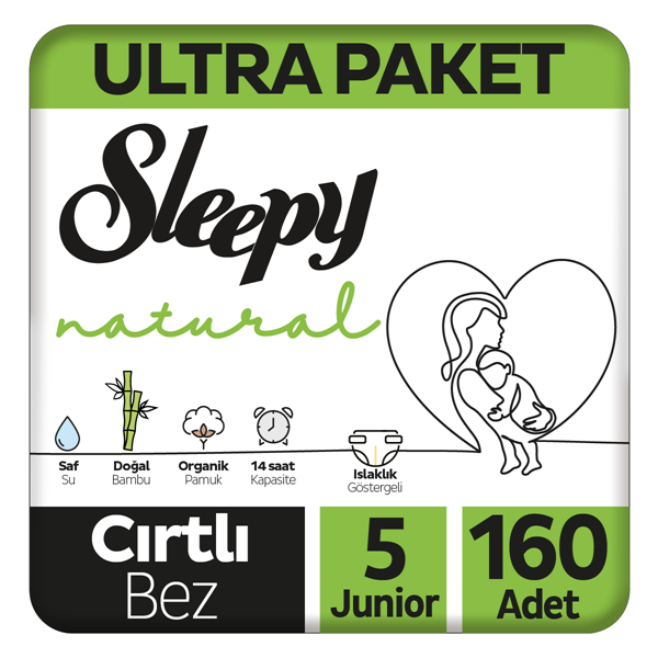 Sleepy Natural Ultra Paket Bebek Bezi 5 Numara Junior 160 Adet