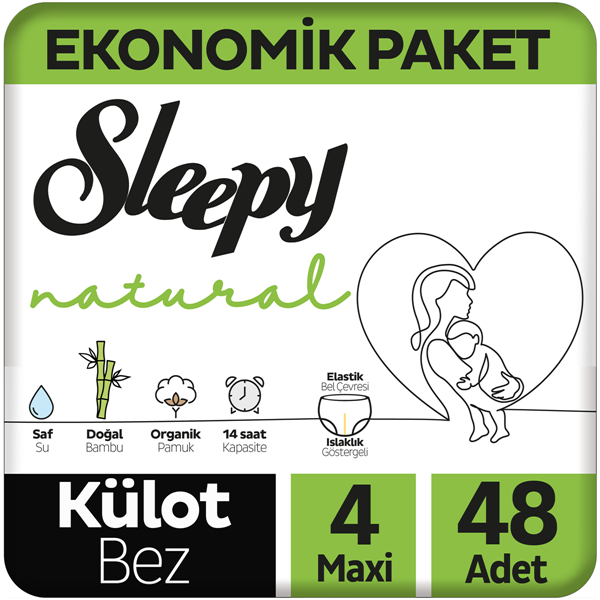 Sleepy Natural Ekonomik Paket Külot Bez 4 Numara Maxi 48 Adet