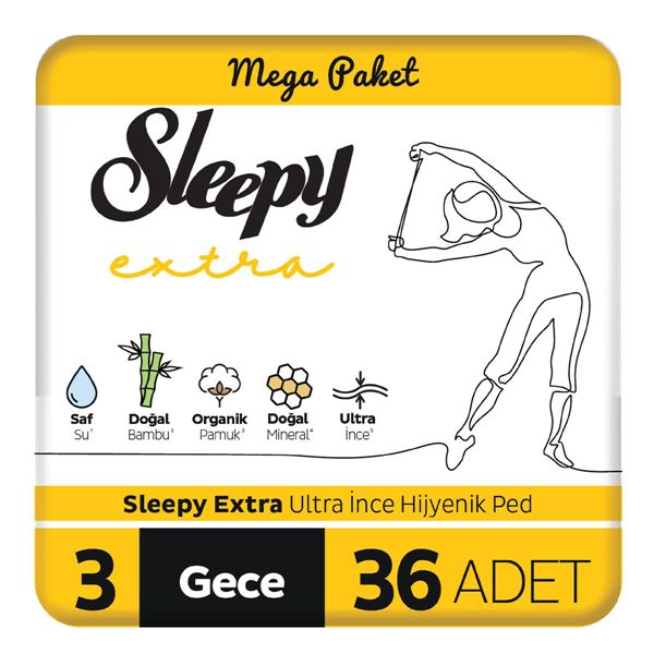 Sleepy Extra Ultra İnce Hijyenik Ped Gece (36 Ped) Mega Paket