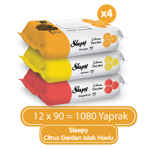 Sleepy Citrus Garden Islak Bebek Havlusu 12x90 (1080 Yaprak)