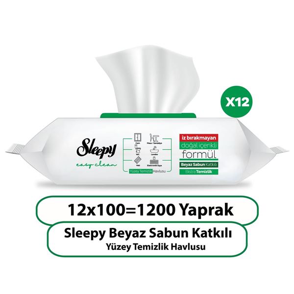 Sleepy Easy Clean Yüzey Temizlik Havlusu&Mendili 12X100 (1200 Yaprak)