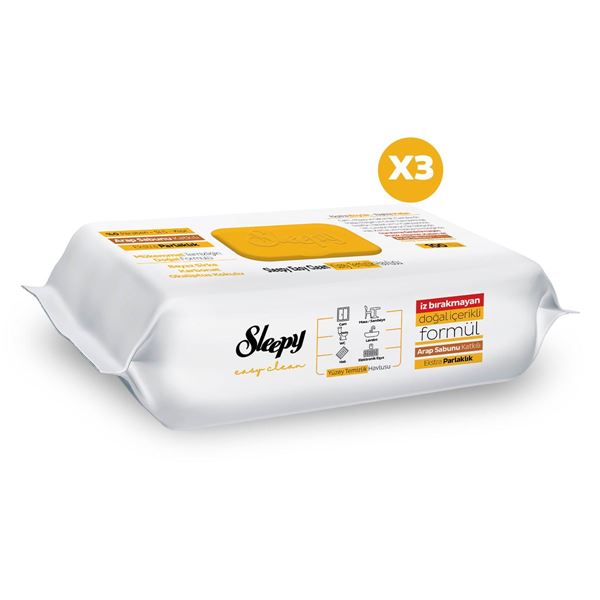Sleepy Easy Clean Arap Sabunu Katkılı Yüzey Temizlik Havlusu&Mendili 3x100 (300 Yaprak) 