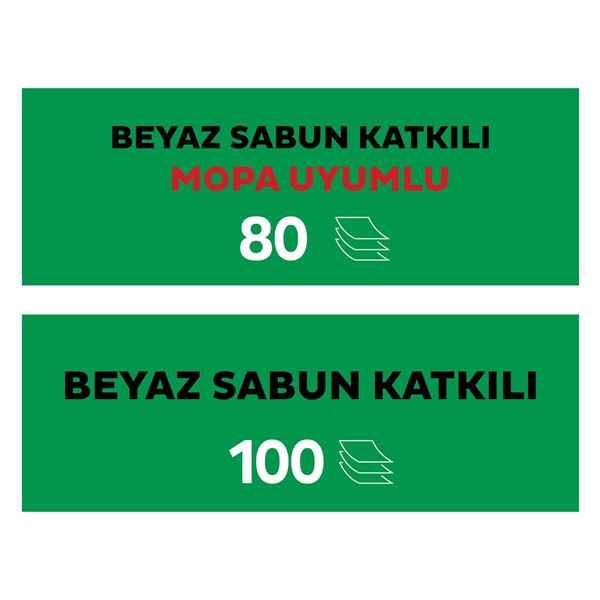 Sleepy Easy Clean Beyaz Sabun Katkılı Yüzey Temizlik Havlusu 100 Yaprak + Mopa Uyumlu 80 Yaprak