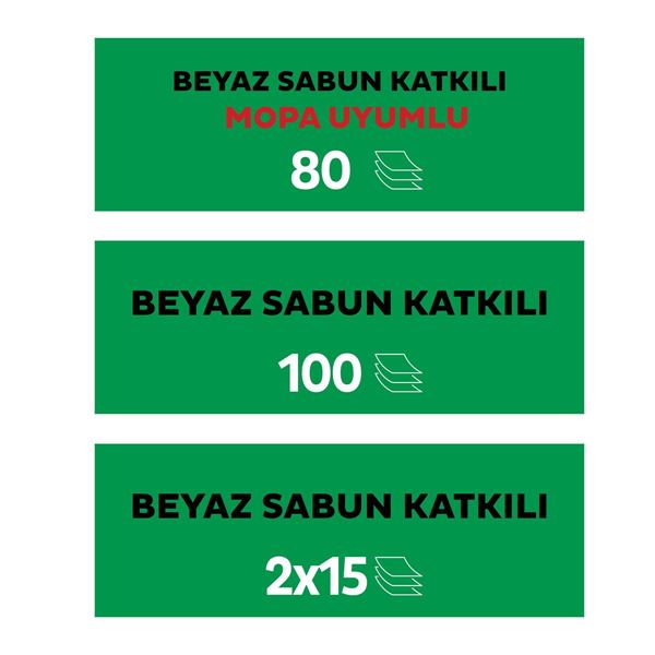 Sleepy Easy Clean Beyaz Sabun Katkılı Yüzey Temizlik Havlusu 100+2x15 Yaprak + Mopa Uyumlu 80 Yaprak