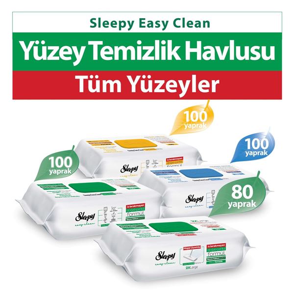 Sleepy Easy Clean Beyaz Sabun+Çamaşır Suyu+Arap Sabunu Katkılı+Mopa Uyumlu 3x100+80 (380 Yaprak)