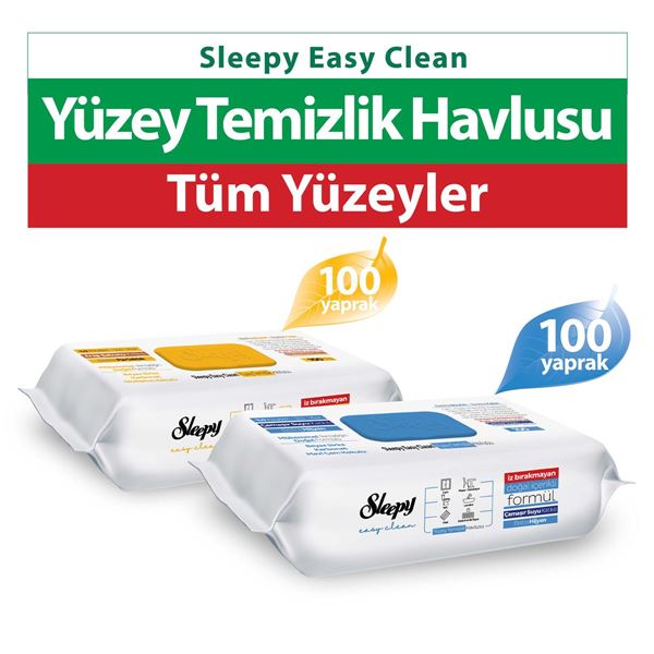 Sleepy Easy Clean Arap Sabunu + Çamaşır Suyu Katkılı Yüzey Temizlik Havlusu&Mendili (200 Yaprak) 