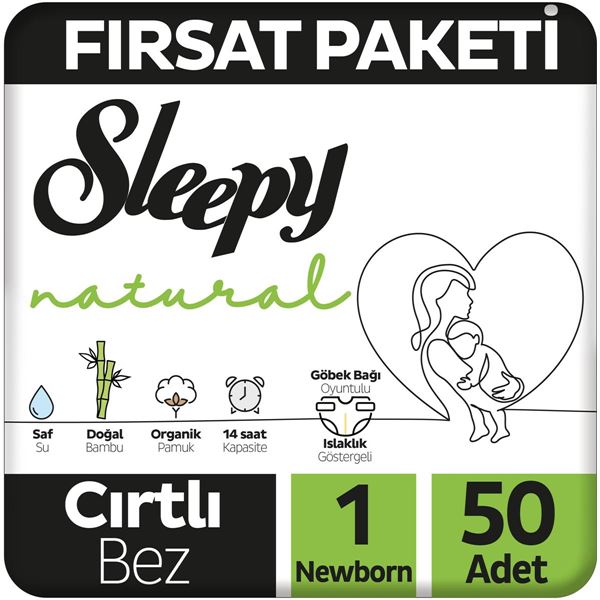 Sleepy Natural Fırsat Paketi Bebek Bezi 1 Numara Newborn 50 Adet