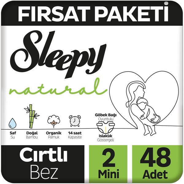 Sleepy Natural Fırsat Paketi Bebek Bezi 2 Numara Mini 48 Adet
