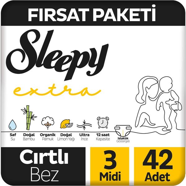 Sleepy Extra Günlük Aktivite Fırsat Paketi Bebek Bezi 3 Numara Midi 42 Adet