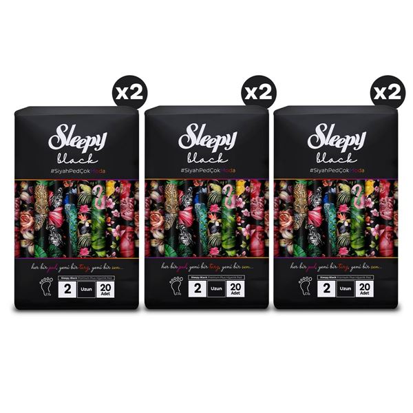 Sleepy Black Premium Plus Hijyenik Ped Mega Fırsat Paketi Uzun 120 Adet