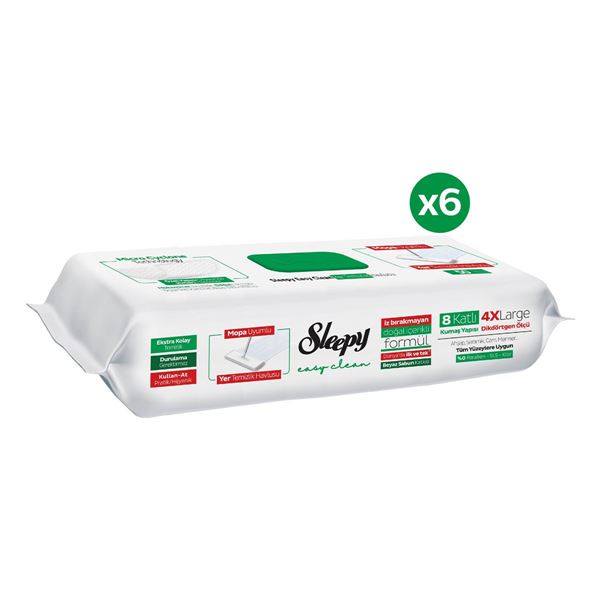 Sleepy Easy Clean Beyaz Sabun Katkılı Mopa Uyumlu Yer Temizlik Havlusu&Mendili 6x50 (300 Yaprak)
