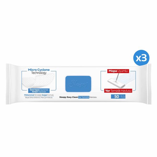Sleepy Easy Clean Çamaşır Suyu Katkılı Mopa Uyumlu Yer Temizlik Havlusu&Mendili 3x50 (150 Yaprak)
