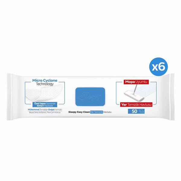 Sleepy Easy Clean Çamaşır Suyu Katkılı Mopa Uyumlu Yer Temizlik Havlusu&Mendili 6x50 (300 Yaprak)