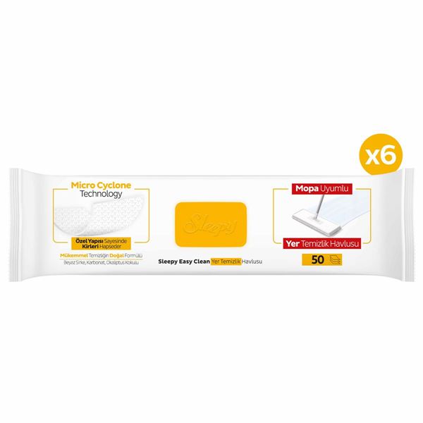Sleepy Easy Clean Arap Sabunu Katkılı Mopa Uyumlu Yer Temizlik Havlusu&Mendili 6x50 (300 Yaprak)