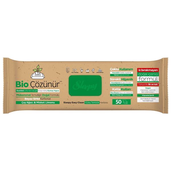 Sleepy Bio Çözünür Yüzey Temizlik Havlusu&Mendili Çay Ağacı&Misket Limonu 6x50 (300 Yaprak)