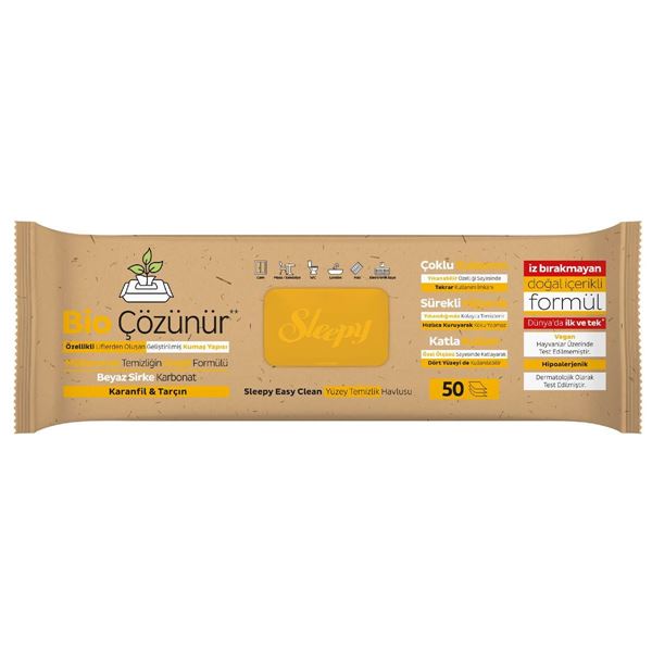 Sleepy Bio Çözünür Yüzey Temizlik Havlusu&Mendili Karanfil&Tarçın 3x50 (150 Yaprak)
