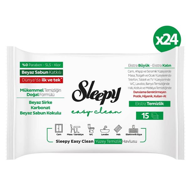 Sleepy Easy Clean Yüzey Temizlik Havlusu&Mendili Seyahat Boy 12x2x15 (360 Yaprak)