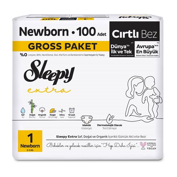 Sleepy Extra Günlük Aktivite Gross Paket Bebek Bezi 1 Numara Newborn 100 Adet