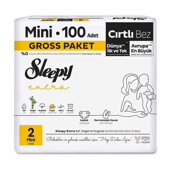 Sleepy Extra Günlük Aktivite Gross Paket Bebek Bezi 2 Numara Mini 100 Adet
