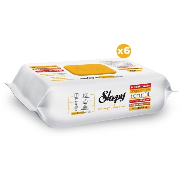 Sleepy Easy Clean Arap Sabunu Katkılı Yüzey Temizlik Havlusu&Mendili 6x100 (600 Yaprak)