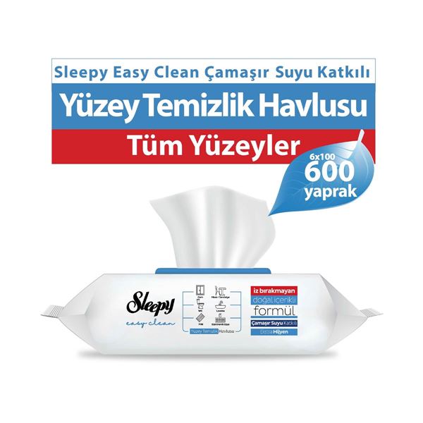 Sleepy Easy Clean Çamasır Suyu Katkılı Yüzey Temizlik Havlusu&Mendili 6x100 (600 Yaprak)