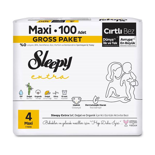 Sleepy Extra Günlük Aktivite Gross Paket Bebek Bezi 4 Numara Maxi 100 Adet