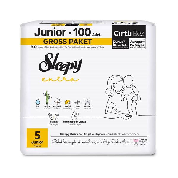 Sleepy Extra Günlük Aktivite Gross Paket Bebek Bezi 5 Numara Junior 100 Adet